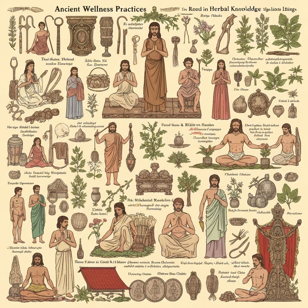 Historical wellness practices illustration